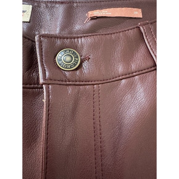 Pilcro/Anthropology Faux Leather Wine The Breaker Casual Pants Cropped 29 New - Picture 4 of 16